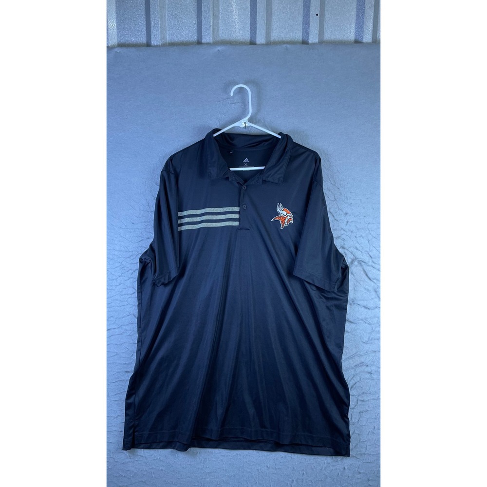 Adidas Polo Shirt Mens XL Black Excellent Minnesota Vikings Embroidered Logo